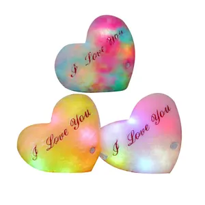 Valentines Day Gift I Love You Heart Shape Luminous Pillow Creative Glowing Toy LED Light-up Plush Toy Pillows Cushions