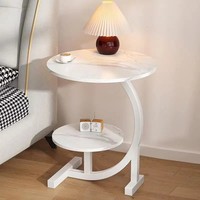 Table d'appoint de style nordique moderne pour le salon, table à thé, table d'appoint de lit, meubles de salon, 2 niveaux, pieds en métal, petite table ronde à café