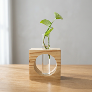 Nordic Style Wooden <b>Vase</b> Decorative Flower <b>Vase</b> Natural Wood Home Interior Accent Modern Minimalist Tabletop Ornament - Product Image 6