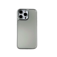 Couverture de téléphone vierge en cuir personnalisé bois verre rainuré argent mat pour iphone 17 17air 17Promax coque de téléphone brute vide argent