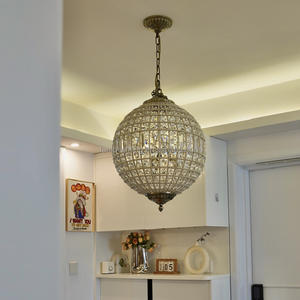 Fanlo Lighting Lámpara de araña de bola de cristal de estilo americano Vintage Retro Lámpara colgante de Interior de lujo Altura ajustable para Hotel - Product Image 2