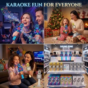 WS1818 <b>Wireless</b> Magic Portable <b>Microphone</b> with Colorful LED Lights BT Speaker Handheld for Kid Adults Party Home KTV - Product Image 3