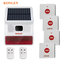 KONLEN 433Mhz Sirène stroboscopique solaire ABS avec bouton d'alarme de panique et lumière, système d'alerte SOS extérieur puissant pour la sécurité domestique