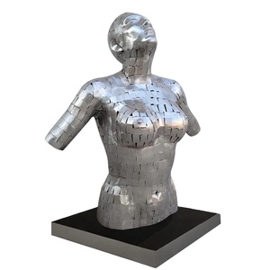 Escultura Moderna de Acero Inoxidable Plateado Personalizada con Acabado Pulido Espejo para Decoración de Jardín - Product Image 1