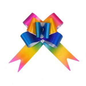Random Rainbow Color Butterfly PP Gift Wrapping <b>Bow</b> Eco-Friendly Shiny <b>Pull</b> Ribbon <b>Bows</b> for Christmas Bag or Basket - Product Image 2