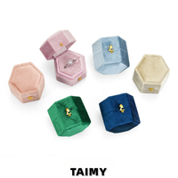 Boîte à bague hexagonale personnalisée avec logo, à couvercle rabattable et serrure, pour demande en mariage, fiançailles, cadeau, élégante boîte à bijoux en velours