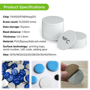 13.56mhz/125Khz Yuvarlak <span class=keywords><strong>PVC</strong></span> <span class=keywords><strong>Disk</strong></span> Jeton Etiketi <span class=keywords><strong>PVC</strong></span> NFC Jeton Kartları Yapışkanlı Etiketli - Product Image 4