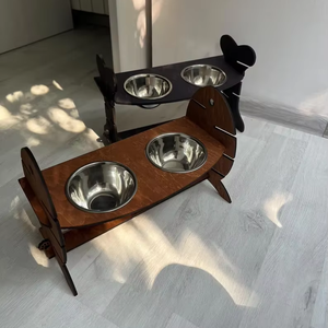 Wooden Rectangle Pet <b>Bowls</b> Stand <b>Raised</b> Feeder <b>Cat</b> <b>Bowl</b> Stand Feeding Stand Modern Movable Pet Furniture Pet Gift - Product Image 5