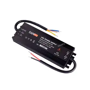 Driver Strip LED tegangan arus konstan 10A, catu daya SMPS hitam ramping luar ruangan 12v 24v AC ke DC CCTV beralih daya IP67