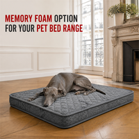 Matelas orthopédique pour chien avec couche de confort en mousse à mémoire de forme en option, lit pour animaux de compagnie matelassé gris