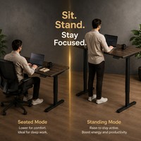 Bureau électrique silencieux en bois AOR, double usage, assis-debout, pour le travail, l'apprentissage et l'informatique, extensible, facile à assembler