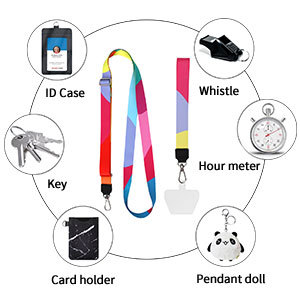 Fashion Adjustable Phone <b>Polyester</b> <b>Lanyard</b> Card Fixed Mobile Phone Shell Colorful Neck Cord Anti-lost Strap Phone Safety Tether - Product Image 5