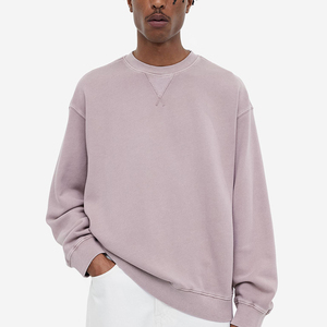 Venta al por mayor holgada hombres casual sudadera redonda sudadera tops blusa sólida manga larga casual cuello hombro caído sudadera - Product Image 1