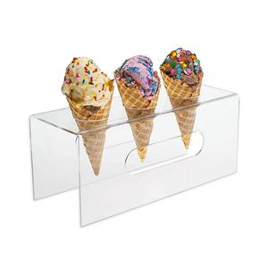 Soporte para conos de helado Soporte de exhibición de cono de gofres de 4 capas Soporte de exhibición de conos de acrílico transparente de 24 agujeros Estante de exhibición - Product Image 3