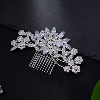 LUOXIN Accessoires de cheveux romantiques en cristal de zircon, fleur en strass, peigne à cheveux élégant pour mariage, anniversaire