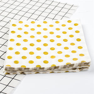 Serviettes en papier pour fête d'anniversaire, mariage, décor de cocktail, estampées à l'or, jetables, écologiques, en pâte de bois vierge - Product Image 2