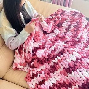 Couvertures <span class=keywords><strong>tricot</strong></span>ées colorées douces lavables Chenille jeter couverture 100% à la main épais câble <span class=keywords><strong>tricot</strong></span> grandes couvertures de corde au Crochet - Product Image 5