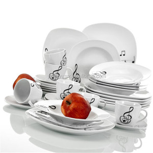 Thiết Kế Mới Trắng Đen Musical Note 30 Cái Bộ Đồ Ăn Tấm Vuông Dinner <span class=keywords><strong>Set</strong></span> Cho 6 Người - Product Image 5
