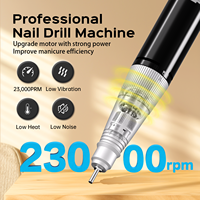 Grand écran LED pour meuble de manucure et pédicure professionnel, perceuse à ongles électrique portable rechargeable à faible bruit