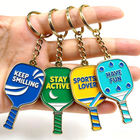 Porte-clés personnalisé en émail pour raquette de pickleball, porte-clés en métal avec logo, ensemble de porte-clés sportifs colorés pour clés, sac à dos, sac de sport