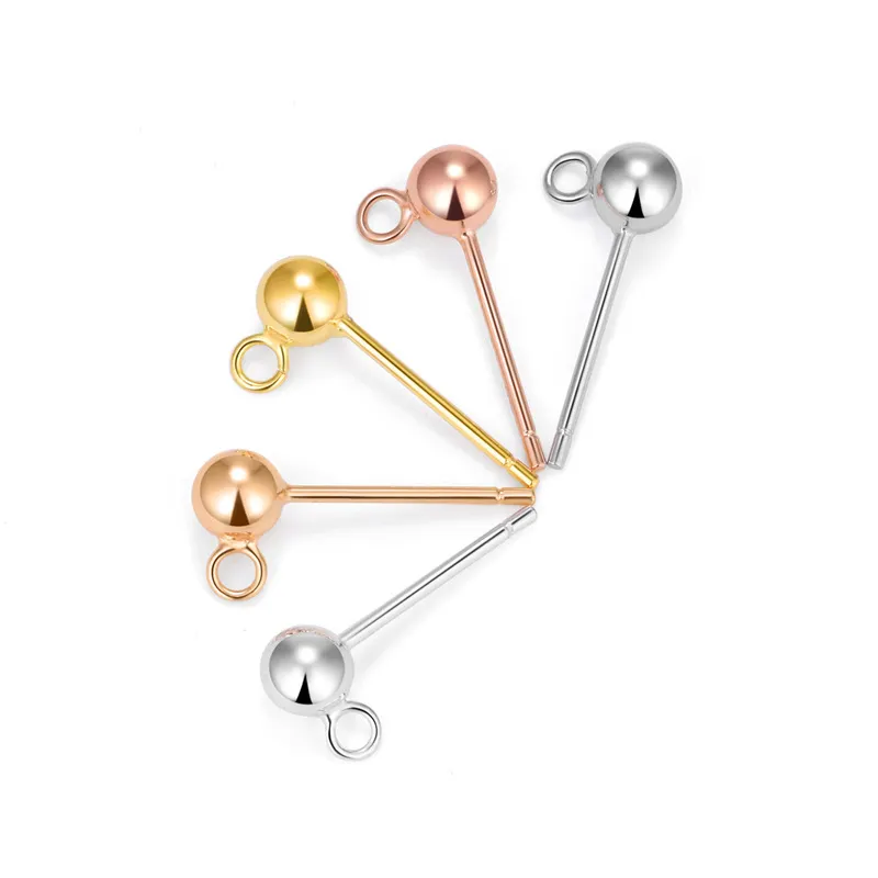 Accesorios de joyería de oro de 18K, pendientes de aguja de Plata de Ley 925, pasadores de oreja, pendiente con bucle, accesorios para fabricación de joyas
