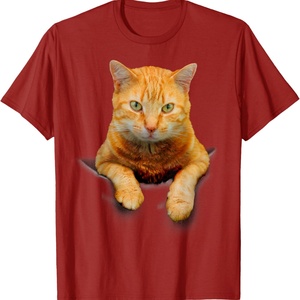 Cat <b>Animals</b> Sublimation Blanks Creative Cat Motif Bag Cat T-Shirt Heavyweight Cotton Short Sleeve Crew Neck T-Shirt - Product Image 2