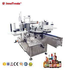 Automatic Round Flat Bottle Labeler Double Faces 3 Sides Label Labeling Machine For Wine