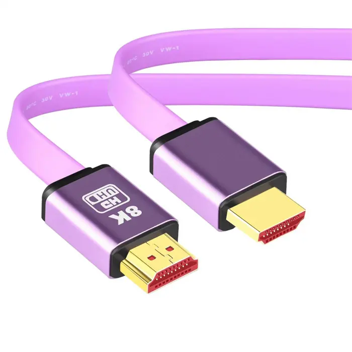 New Private Design 8K Hdmi 2.1 Flat Purple Ultra High Speed 8K 60Hz 4K 120Hz Resolution Hdmi Cable Hdmi 8K