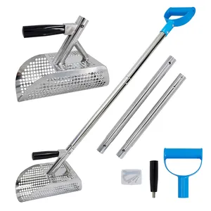 Mangos largos y cortos Detector de metales Cuchara de arena Herramienta de detección de metales de acero Pala de excavación Pala de acero inoxidable de tamizado rápido - Product Image 1