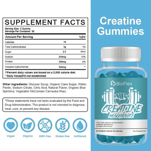 Factory Wholesale OEM Private Label Sports Nutrition Supplement Pre Workout Energy Boost <b>Creatine</b> Monohydrate Gummy Bears 3000mg - Product Image 5