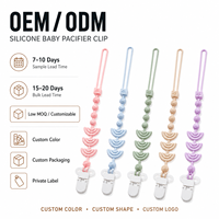 Chaîne de sucette personnalisée en silicone pour bébé, OEM ODM, attache de dentition réutilisable pour bébé, support de sucette