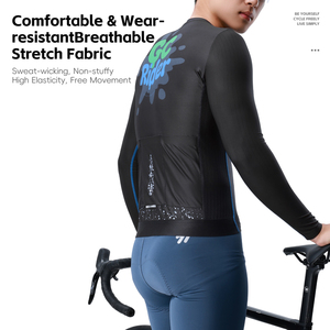 WEST BIKING メンズ 長袖 通気性 速乾 サイクリングジャージ 軽量 ストレッチ バイクシャツ ロード MTB サマーサイクリング用 - Product Image 2