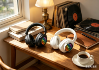 Casque audio supra-auriculaire Infinity Mirror avec éclairage LED RGB, faible latence, design RGB superposé, transducteur dynamique, annulation active du bruit (ANC)