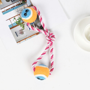 Jouet pour chien en corde de tennis double, balle à mâcher anti-ennui, jouets pour petits animaux - Product Image 2