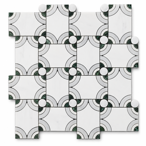 Mosaïque de carreaux en marbre blanc et vert, carrée, émaillée, résistante à l'eau, écologique, design moderne pour salle de bain, hôtel, chambre à coucher, décoration murale intérieure - Product Image 1