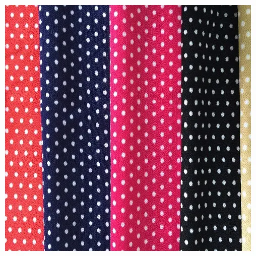 Yeni moda çift tel örgü polka dot baskılı örme masa örtüsü kumaş tekstil kadın kıyafetleri