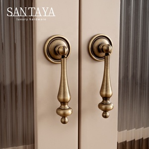Santaya Antique Brass <strong>Handle</strong> Wardrobe Door Drawer Knob Shoe Cabinets <strong>Pull</strong> Furniture Bronze <strong>Light</strong> Luxury Copper Cabinet <strong>Handles</strong> - Product Image 6