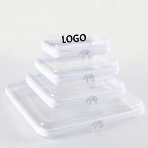 Custom LOGO Fashion 7 Colors Portable <b>Clear</b> Hard Shell Zipper Case Waterproof Dust-Resistant Promotional <b>Toiletry</b> Makeup <b>Bag</b> - Product Image 1