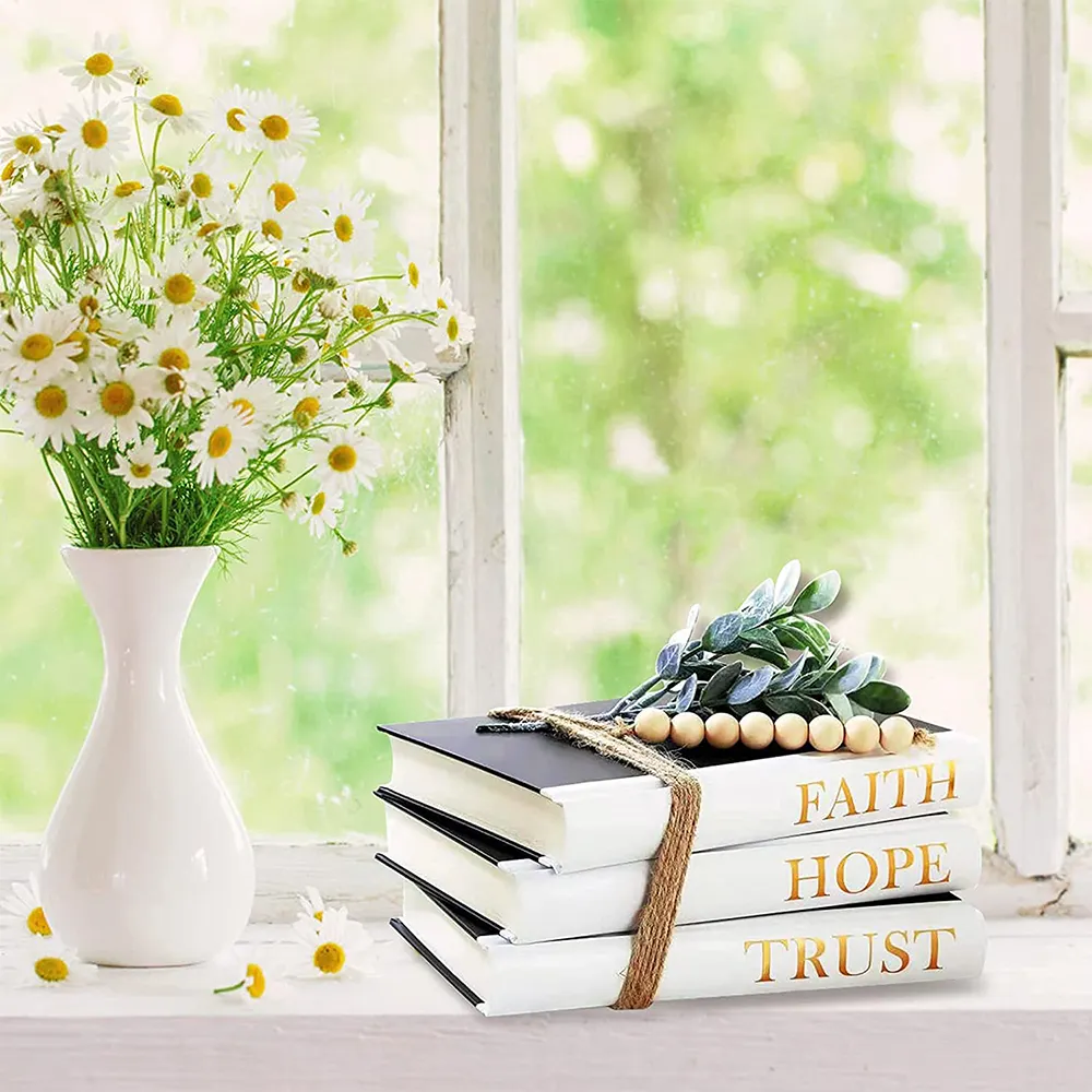 Livros de decoração personalizada, livros de decoração moderna para casa, sala de estar, livros em branco com canais de couro