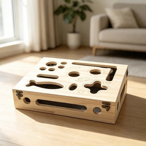 Boîte à gratter pour chat en bois, jouet ludique labyrinthe carré pour chat, jouet d'auto-entretenissement anti-stress, boîte labyrinthe en bois - Product Image 4