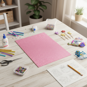 Fogli artigianali in Polyfoam rosa con Glitter di 2mm di spessore senza carta adesiva per progetti artigianali per principianti - Product Image 3