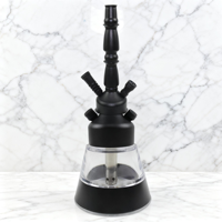 Chicha à double tuyau en métal multicolore - Or/Noir/Argent/Bleu & Base en verre pour une utilisation sociale occasionnelle