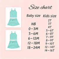 Ensemble jupe et débardeur dos nu en nylon et élasthanne vert menthe à ourlet festonné pour filles DH ODM – 2 pièces, vêtements d'été de boutique