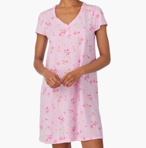 Camisón Personalizado para Mujer, Ropa de Dormir, Pijamas, Vestidos de <span class=keywords><strong>Noche</strong></span> con Manga Corta y Cuello <span class=keywords><strong>en</strong></span> V con Volantes, Ropa de Estar Ecológica - Product Image 1