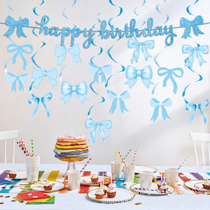 Kit de décoration transfrontalier pour fête d'anniversaire avec guirlande de nœuds, fournitures pour fille d'honneur, nœuds en spirale rose, bleu, noir, en plastique et papier, facile à assembler - Product Image 4