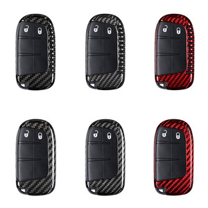 Funda de fibra de carbono para llave de coche, accesorios de <span class=keywords><strong>Interior</strong></span> para Jeep, <span class=keywords><strong>Dodge</strong></span> - Product Image 2