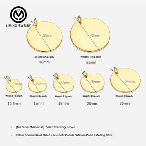 GP156 <span class=keywords><strong>Pendentif</strong></span> rond en argent sterling 925, disque vierge à graver avec logo personnalisé, pour la création de bijoux DIY et breloques - Product Image 3