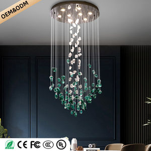 Lámpara de Techo para Comedor, Estilo Nórdico, para Villa Dúplex, Lámpara Colgante de Cristal Verde, Lámpara LED de Techo Alto para Sala de Estar - Product Image 3