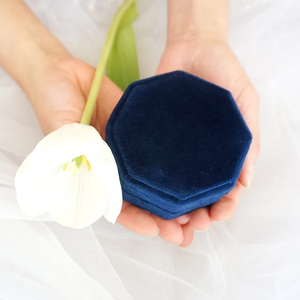 High Grade Custom Luxurious Velvet Octagonal Jewelry Storage Box Envelope Closure Fashionable Multi-Style <b>Wedding</b> Valentine's - Product Image 2