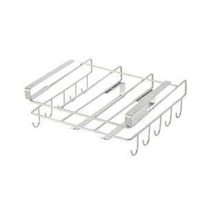 Estante de cocina de acero inoxidable Ripai con ganchos para tazas y utensilios, no requiere perforación, organizador de almacenamiento multifunción - Product Image 3